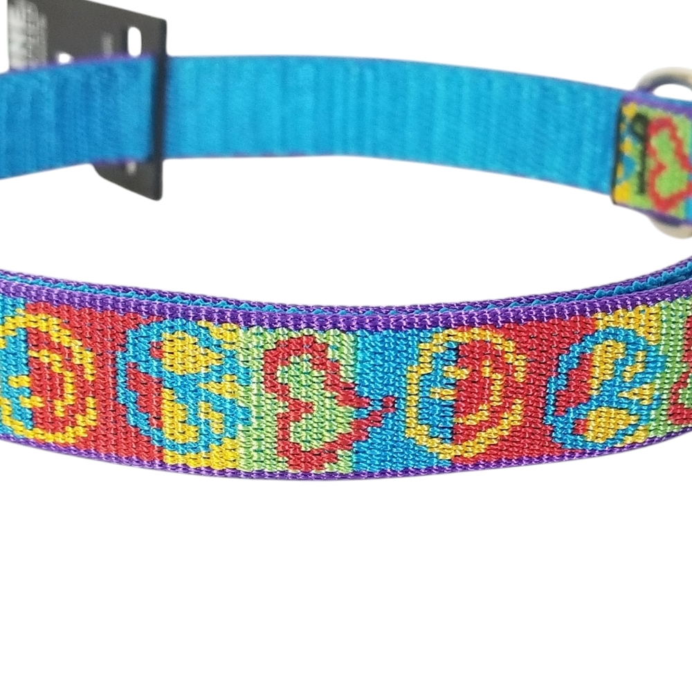 LUPINE Pet "Peace Pup" Design 3/4" Adjustable Nylon Dog Collar Size 15"-25" - Picture 2 of 11